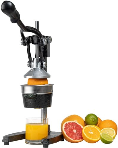 Cookinglife Cast Iron Citrus Juicer - Manual orange juicer with squeeze lever and pulp filter - Also suitable as a lime juicer & lemon juicer - Lever model Black - Suitable for the catering industry