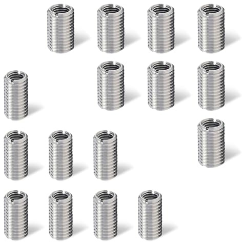 YFaith 16 Stück Edelstahl Gewindeeinsatz, M8 auf M10 und M6 auf M8 Selbstschneidender Gewindehülse, Silber 15mm Gewindemuttern Umbausatz, Geeignet für Formen, Mechanische Geräte