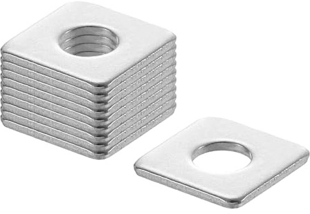 QUARKZMAN Rondelle Carrée Rondelles Metal M4, 100 Pièces 4mm ID x 10mm OD x 1mm Épaisseur Rondelles Plates en Acier Inoxydable 201, Bagues de Montage pour Vis, Boulons, Charnières de Porte