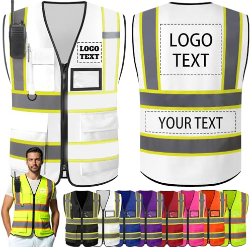 Morlavid Warnweste Sicherheitsweste Personalisierte mit Logo Text Sichtbarkeit Zweifarbig Anpassbar für die Arbeit
