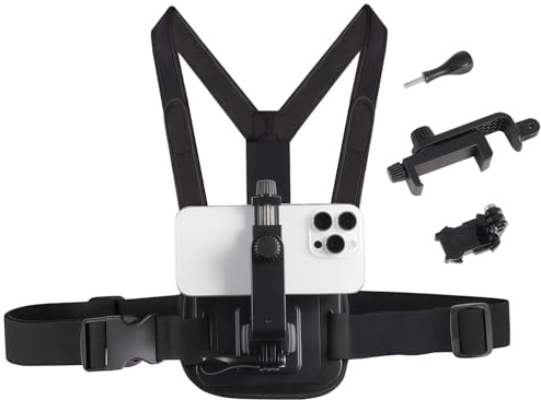Suptig Phone Chest Mount Phone Harness Strap Holder Compatible for iPhone, Samsung, Gopro, DJI Action, Cell Phones Action Cameras POV/VLOG