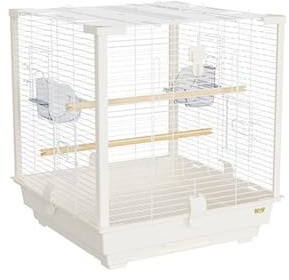 guiling-1986 Vogelkäfig Quadratischer Vogelkäfig aus Metall, offener stapelbarer, Kleiner Haustier-Papagei-Sittich-Hausfink, Heim-Draht-Vogelkäfig Vogelhaus(Weiß)