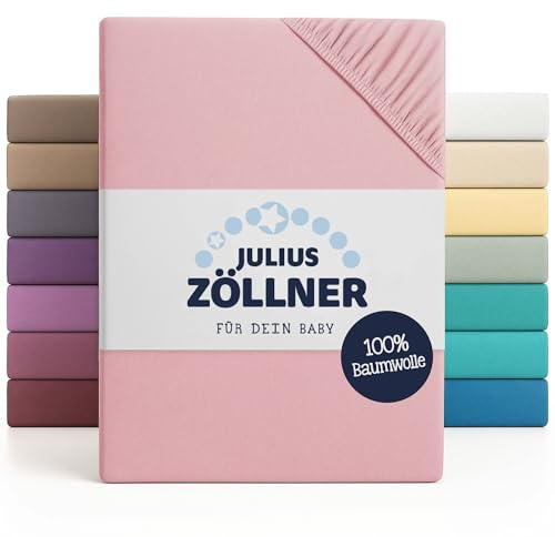 Julius Zöllner Jersey Spannbettlaken für Wiegen 90x40cm und Stubenwagen, 100% Jersey-Baumwolle, Oeko-TEX Standard 100 Zertifiziert, Rosa (2er Pack)
