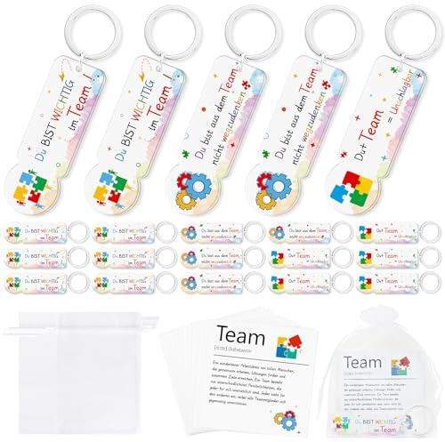 Epaing 20 Stück Acryl Einkaufswagenchip Schlüsselanhänger Set, Team Einkaufschip, Kleine Geschenke für Kollegen, Mitarbeiter Geschenk Klein, Team Geschenk für Erzieher Lehrer Kollegen Mitbringsel