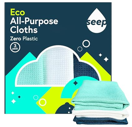 SEEP Eco All Purpose Cloths - Multi-Purpose Lyocell Cleaning Cloth - Dish Cloths - Pack of 3