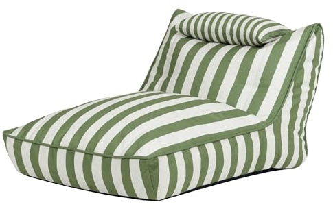Icon Nova Streifen Outdoor Sitzsack Sessel mit Füllung, Grün | In Deutschland Hergestellt, Sitzsack Erwachsene, Olefin Stoff für Drinnen und Draußen, Garten Sessel für Garten und Terrasse