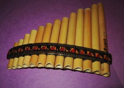 Pan Flaute Inca Motif 13 Pipes -Natural Bamboo From Peru Case Included