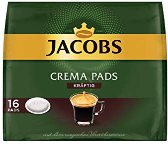 Jacobs Kaffeepads Crema Kräftig, 80 Senseo kompatible Pads, 5er Pack, 5 x 16 Getränke