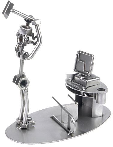 metalman24 Schraubenmännchen PC Crash Büro Börsencrash - Handarbeit Geschenkidee Metallfigur Metallmännchen Stahlfigur Schraubenmännle - Deko für Büro & Zuhause