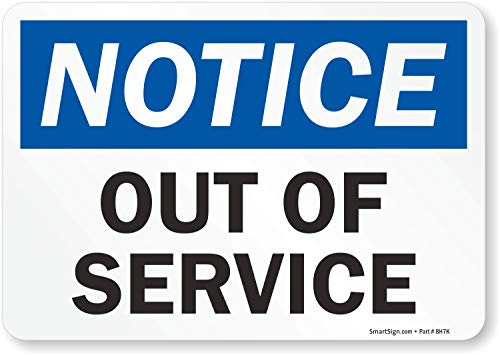 SmartSign - U9-2382-MG_7x10 Cartello Avviso - Fuori servizio | 17,8 x 25,4 cm magnetico nero/blu su bianco