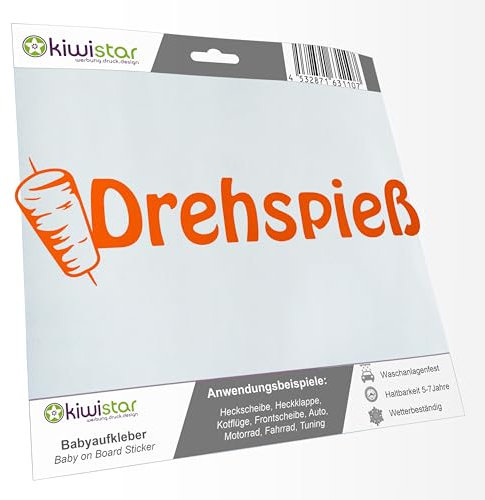 Autoaufkleber - Aufkleber - Döner Kebap - Kebab - pastellorange - 96 cm - für Schaufenster Bistro Imbiss - Auto