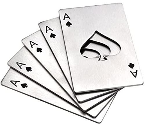 Bottle Opener,Yerwal 5 Pcs Stainless Steel Credit Card Size Casino Bottle Opener for Your Wallet