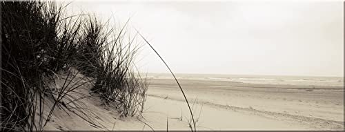artissimo, Glasbild, 80x30cm, AG1929A, Dünenlandschaft, Strand und Meer, Bild aus Glas, moderne Wanddekoration aus Glas, Wandbild Wohnzimmer modern