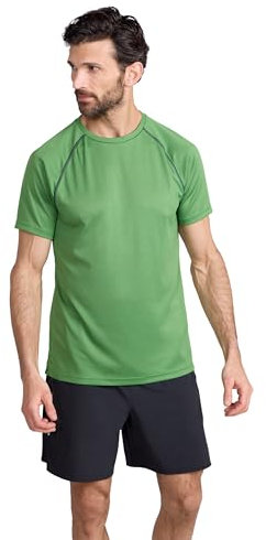 Mountain Warehouse Endurance Mens T-Shirt – Breathable Tee, UPF50 Protection, Lightweight Shirt, Comfortable & Quick Drying Top - for Gym, Travelling, Running Dark Green S