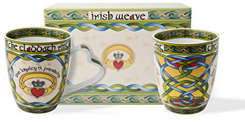 Royal Tara Irish Claddagh Mug Set of Two, 2 Count (Pack of 1), 380 ml/13 fl oz per Cup, Gift, Christmas