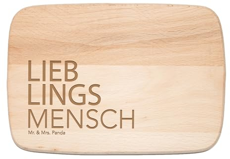 Mr. & Mrs. Panda Frühstücksbrett Mensch - Geschenk, Ehemann, Küchenbrett, Frühstücksbrettchen, Holzbrett, Geschenkidee, Verschenken, Schneidebrett