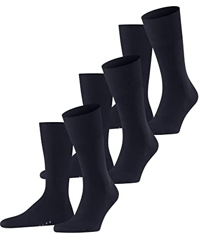 FALKE Herren Socken Airport Multipack M So Wolle Baumwolle einfarbig 3 Paar, Blau Dark Navy 6370, 47-48