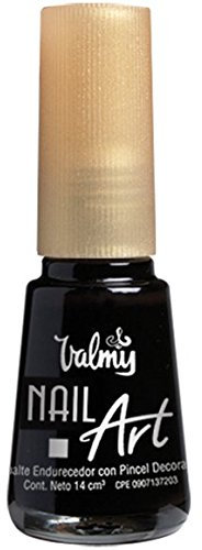 Valmy Pintauñas Nail Art Decorativo con Pincel de Precisión – Esmalte de Uñas de Larga Duración Para Manicura Francesa, Decoración o Dibujos de Uñas con Liner Super Fino y Secado Rápido (Negro)