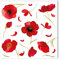 Grätz Verlag 20 Stück Servietten mit Mohn-Blumen, Mohnblume, Blüten, rot, weiß, grün, Retro, Vintage, quadratisch