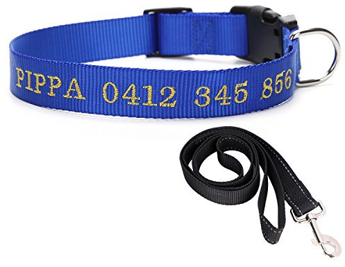 LONTG Hundehalsband mit Name Telefonnummer Adresse Individuell gestalten halsbänder aus Nylon Reflektierend Dog Collar verstellbar für Haustier Welpen Teddy große kleine Hunde dünn mit hundeleine