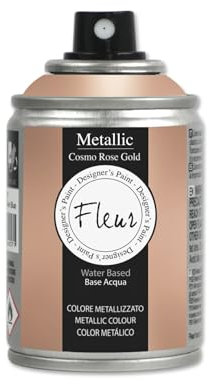 FLEUR DESIGNER'S PAINT | Spray Metallizzato a Base d'Acqua con Altissimo Contenuto di Pigmenti, Fleur Metallic Spray F9, Colore Cosmo Rose Gold, Formato 100 ml