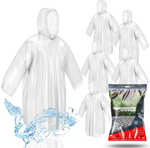 TK Gruppe Timo Klingler 8x Einweg & Einmal Regenjacke mit Kaputze - Einheitsgröße - Regencape - Regenponcho -Fahrrad Regenumhang - transparent & wasserdicht für Erwachsene - Damen & Herren