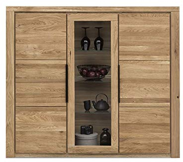 Highboard Greta Vitrine Anrichte 141 cm hoch Eiche geölt Teilmassiv NEU/OVP