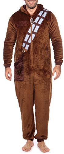 Star Wars Pigiama Intero Uomo | Tuta Pile Uomo Chewbacca | Pigiama Invernale Marrone XX-Large