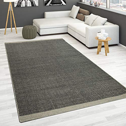 Paco Home Handgewebter Teppich Flachgewebe 100% Wolle Skandinavischer Stil in vers. Farben, Grösse:120x170 cm, Farbe:Grau