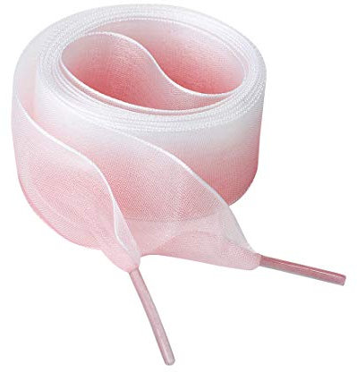 sourcing map Cordones planos de 2,5 cm de ancho para mujer Cordones de cordones de organza de color degradado Rosa blanco 140cm/55