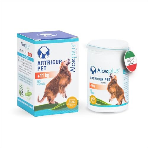 ALOEPLUS Artricur Pet Complément Alimentaire pour Les Articulations des Chiens de 11+ Kg - 100% Naturel avec Aloe Arborescens Bio, Spiruline, Boswellia et Griffe du Diable, 60 Capsules