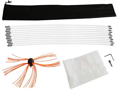 Kit de ramonage 11m Nylon Flexible Hérisson de Ramonage Synthétique Nettoyage Poêle Entrainement Perceuse Électrique