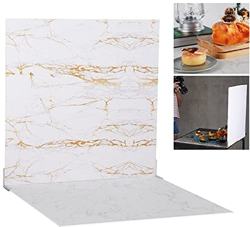 Selens 2X Hintergrund Boards Kit für Food Fotografie 60x60cm Hintergründe Weiß Gold Marmor Textur Flat Lay Vertikale Tischplatte Background für Essen Schmuck Kosmetika Kleine Requisiten Foto Studio