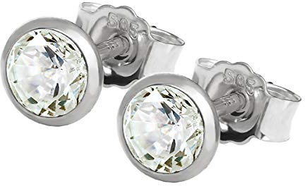NKlaus Paar Ohrstecker Weiß Gold 585 14 Karat Gold Ohrring Kristall Zirkonia Weiß 2074