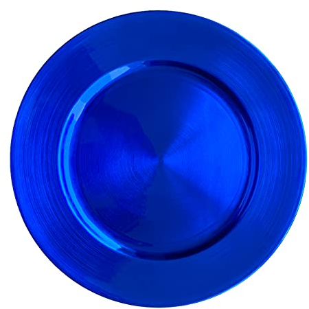 Henilosson Metallic Foil Blue Charger Plates-13 inch-6 Pack Round Dinner Chargers -Plate Chargers for Dinner Plates - Wedding Décor Place-mats (6, Blue)