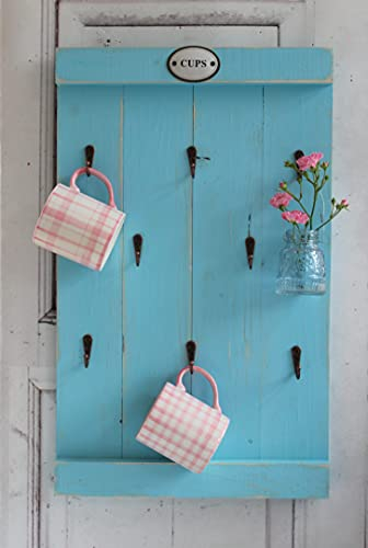 Windschief Living Landhaus Tassenregal Cups Caro Tassenhalter Handgefertigt Shabby Chic hellblau