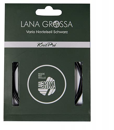 Lana Grossa Nadelseil Vario 150 cm – Flexibles Rundstrickseil in Schwarz, nahtloser Übergang, kombinierbar mit Nadelspitzen – Strickzubehör für Pullover, Schals & Mützen