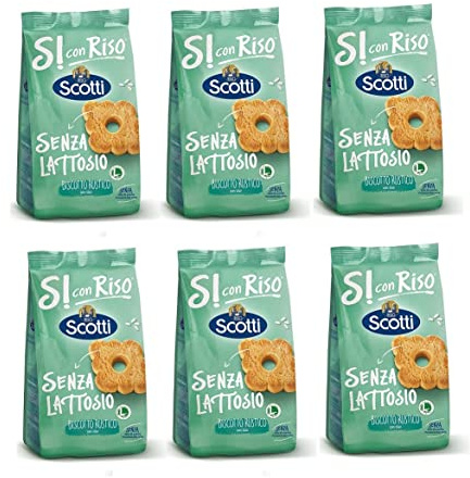 6x Riso Scotti Si con Riso Senza Lattosio Biscotto Rustico Rustikaler Kekse mit Reis Laktosefrei 350g