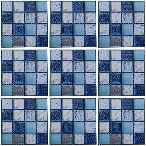 ECSiNG 20 adesivi a mosaico autoadesivi, in PVC, impermeabili, a prova di umidità, per bagno, cucina, parete, porta, mobili, 10 x 10 cm, blu
