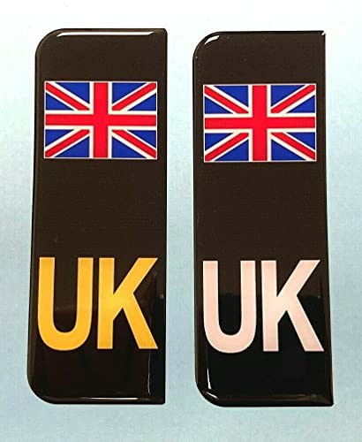 Gelz Domed Union Jack Black UK Vehicle Number Plate Stickers