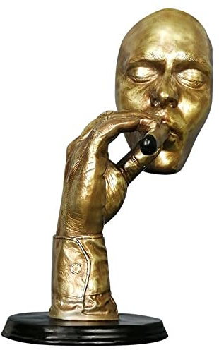 OWIEN Home office Decorations Retro Abstract Sculpture Man Smoking Cigar Creative Statue Character Resin Figurine Artwork Modern Statue