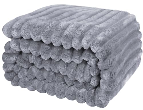 Kuscheldecke 200x230 cm - Warme Flausige Bettüberwurf Decke und Sofadecke Mama, Frauen und Freundin (Grau, 200x230cm)