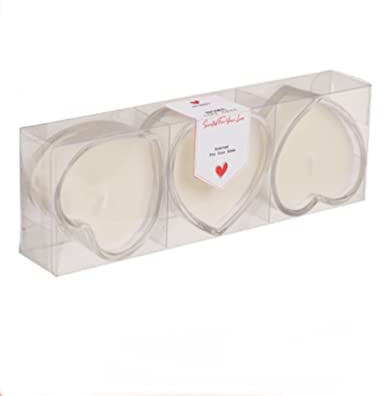 Velas Corazones en Vaso. Set de 3 Velas. Velas Decorativas Corazones. Velas Blancas Rojas. Velas Tarro Cristal Corazones (Blanco)