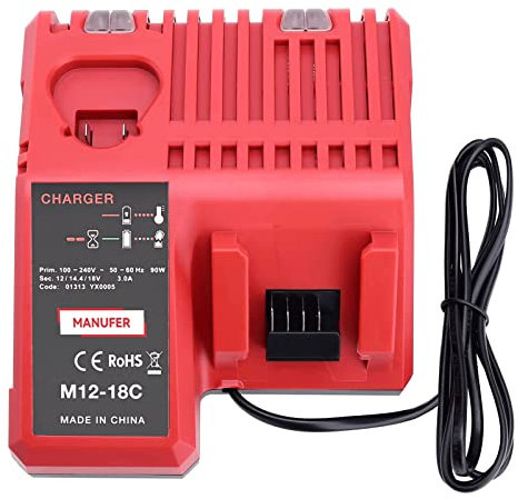 MANUFER M12-18C for Milwaukee charger 12-18V 3A dual-charge Rapid Replacement Charger for Milwaukee M12 & M18 battery charger