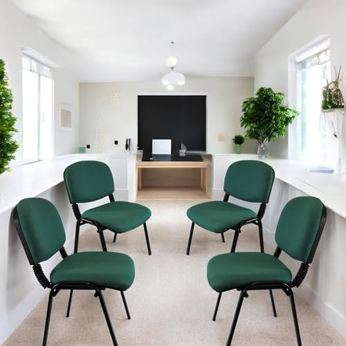 Meta Office Heavy Duty Stackable Guest & Reception, Office Chairs for home, Black Frame (4, Green)
