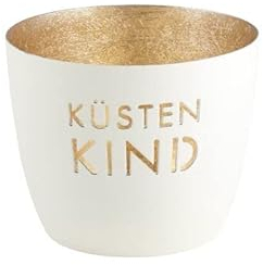 Gift Company Windlicht Madras Küstenkind Eisen Höhe 8,5 cm weiß Gold