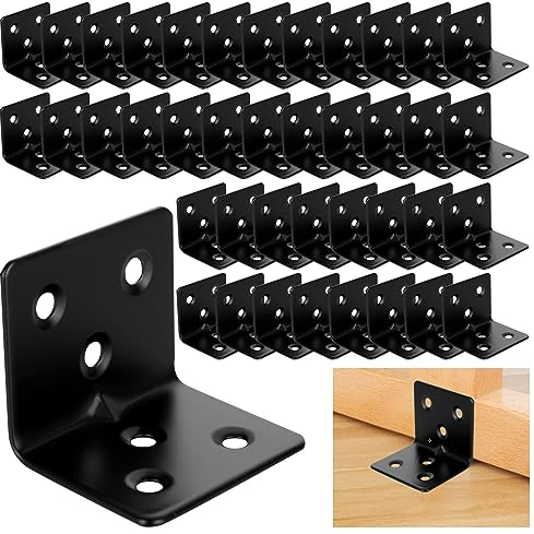 ASelected 40 Stücke Winkelverbinder Edelstahl 30x30 mm, Schwarz Eckwinkel Edelstahl 38 x 30 x 30 mm, Winkel Metall 90 Grad zum Befestigen und Reparieren von Möbeln, Verstärkungsfuge, schwarze