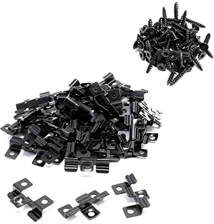 XPOtool Set 50x Edelstahl Clips 8 mm, schwarz, 60x Sechsrund Schrauben 3,5x20 mm T15 zur Montage von Terrassendiele mit 8 mm Nut