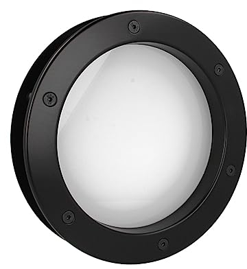 MLS Hublot B4000, Pour Portes, en Aluminium, Verre de Sécurité Feuilleté, Convient Aux Portes de 40 mm D'épaisseur, Vis de Fixation Visibles des Deux Côtés, 250 mm de Diamètre, Verre Dépoli, Noir