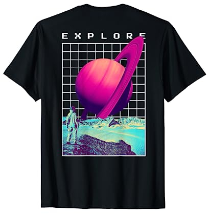 Backprint: Techno Vaporwave Saturn EDM Party Raver Festival T-Shirt